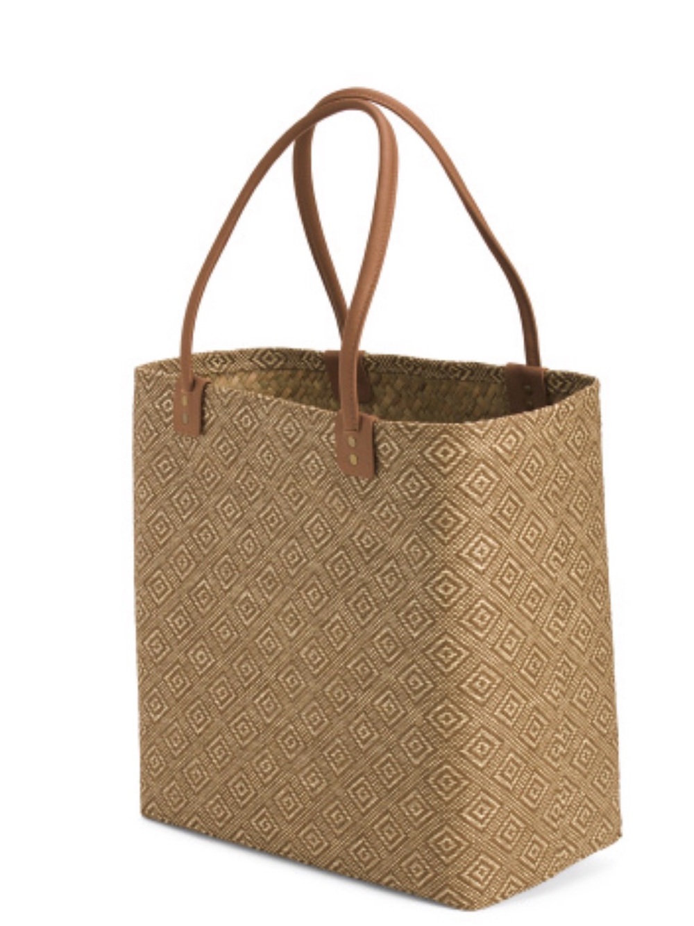 Studio Collection natural large Woven Diamond Tote Bag